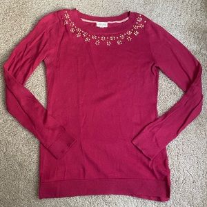 Raspberry Pink Bejeweled Madison Jules Sweater